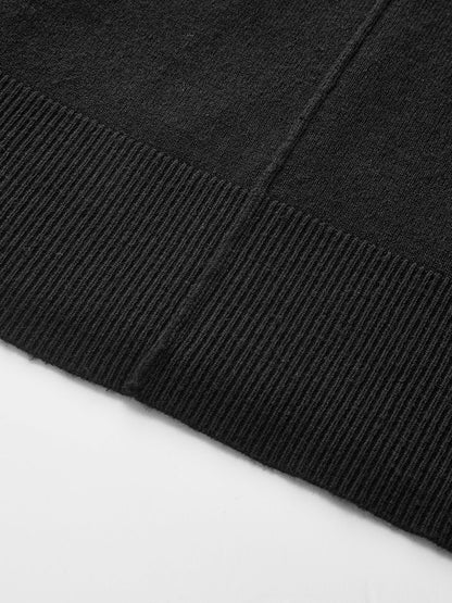 Contrast Pleated Cuff Mock Neck Sweater
