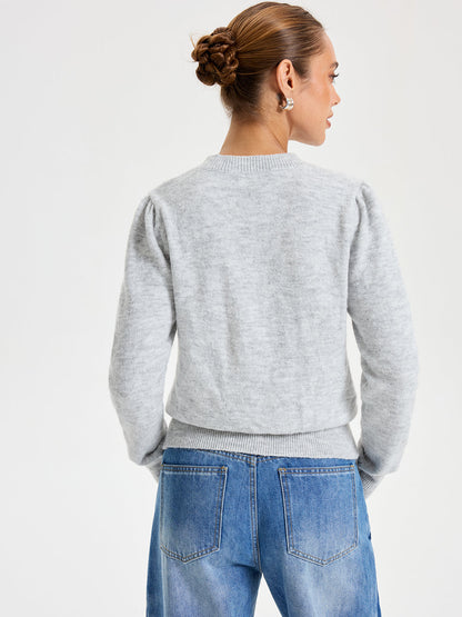 Buttoned Crew Neck Cardigan