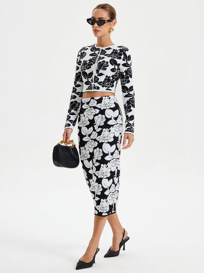 Floral Pattern Crop Cardigan