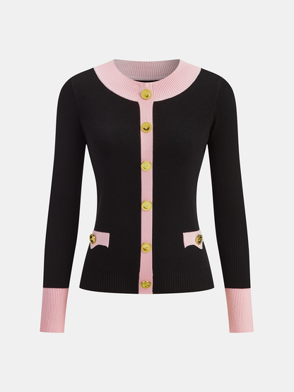 Contrast Trim Wool-Blend Knit Top
