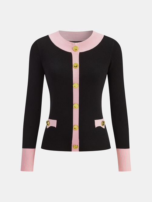 Contrast Trim Wool-Blend Knit Top