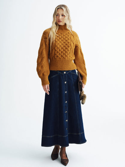 Cable-Knit Turtleneck Sweater