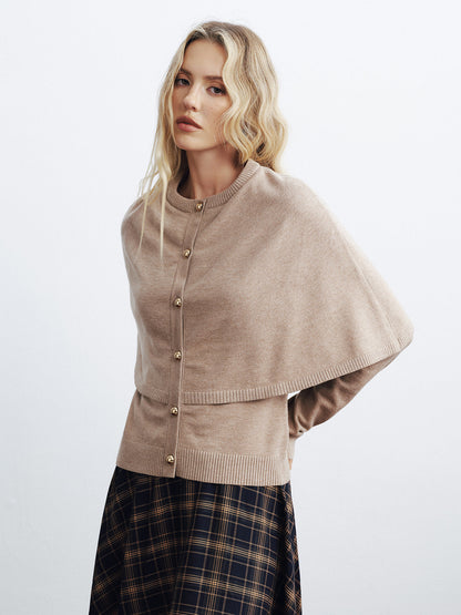 Layered Cape-Style Cardigan