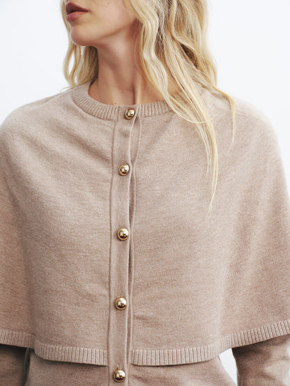 Layered Cape-Style Cardigan