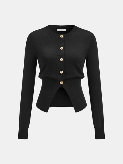 Metal Button Knit Cardigan