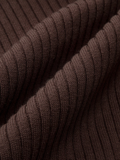 Ribbed Knit Scarf Detail Fitted Top
