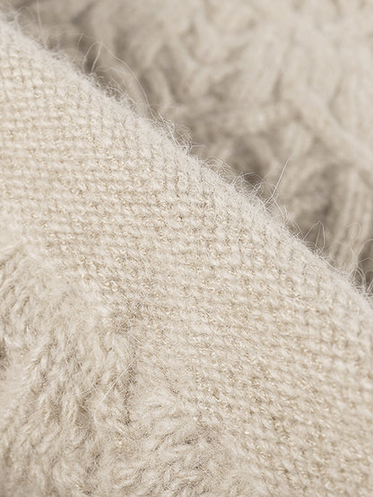 Leaf Cable Pattern Wool Knit Beanie