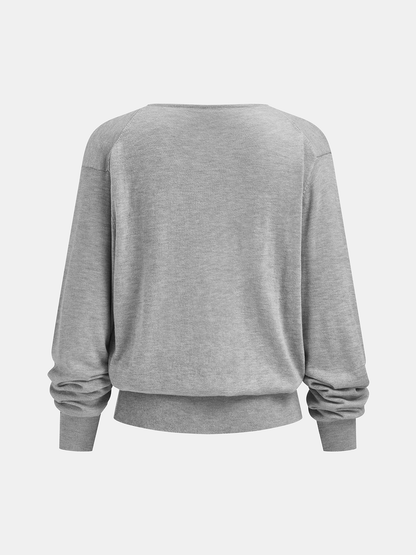 Twist-Front Wool-Blend Knit Sweater