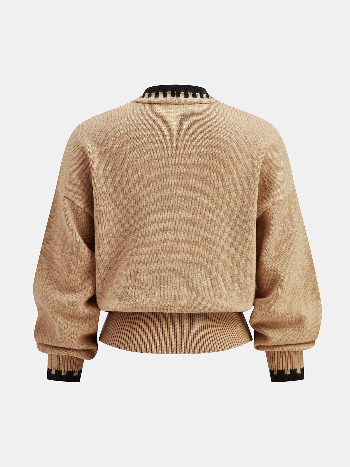 Contrast Stitch V-Neck Knit Sweater