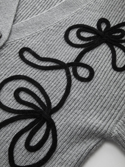 Floral Applique Knit Cardigan