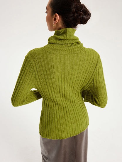 Shawl Collar Wool-Blend Ribbed Cardigan