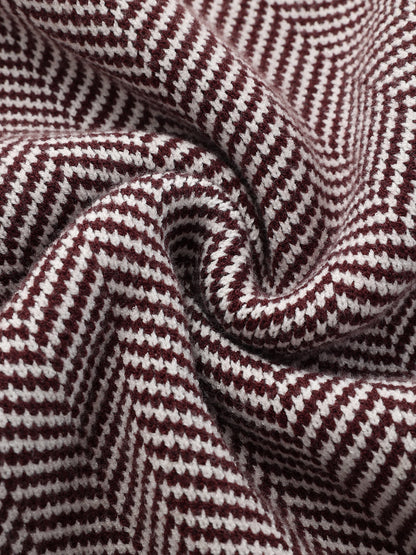 Cinched Waist Herringbone Sweater