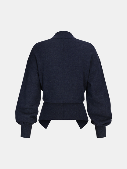 Cinched Waist Button-Front Knit Cardigan
