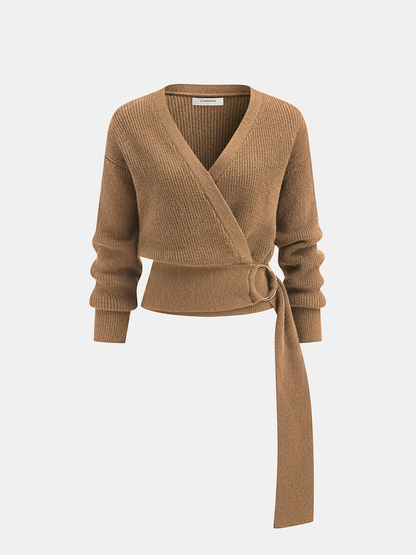 Metal Ring Knit Wrap Cardigan