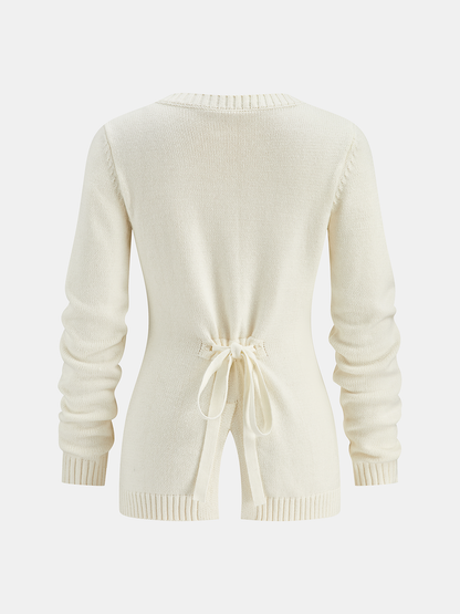 Tie-Back Button Knitted Cardigan