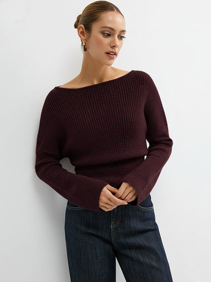 Wool Blend Off-Shoulder Sweater