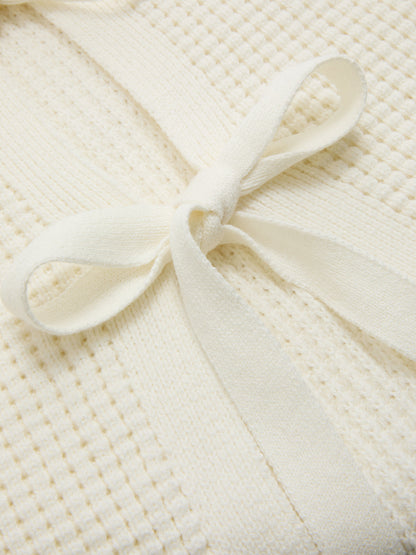 Bow Detail Waffle Knit Sleeveless Top
