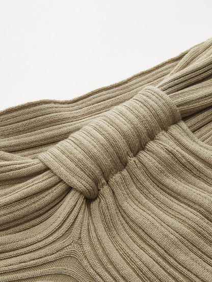 Twisted One Shoulder Ribbed Knit Top