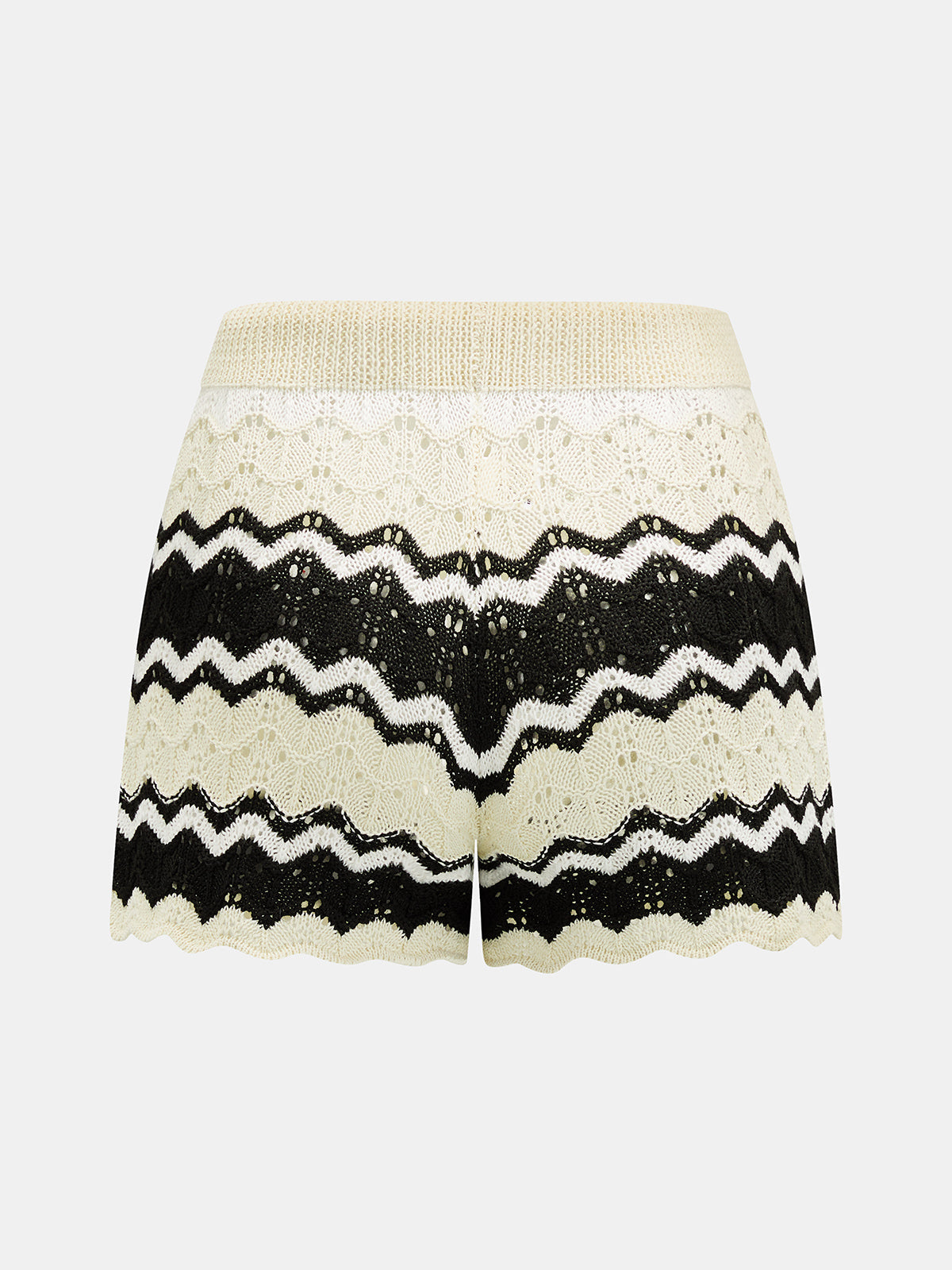 Wave Knit Button-Up Cardigan & Shorts Set