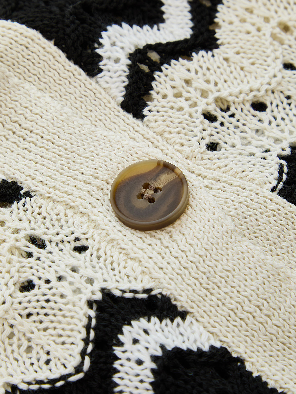 Wave Knit Button-Up Cardigan & Shorts Set