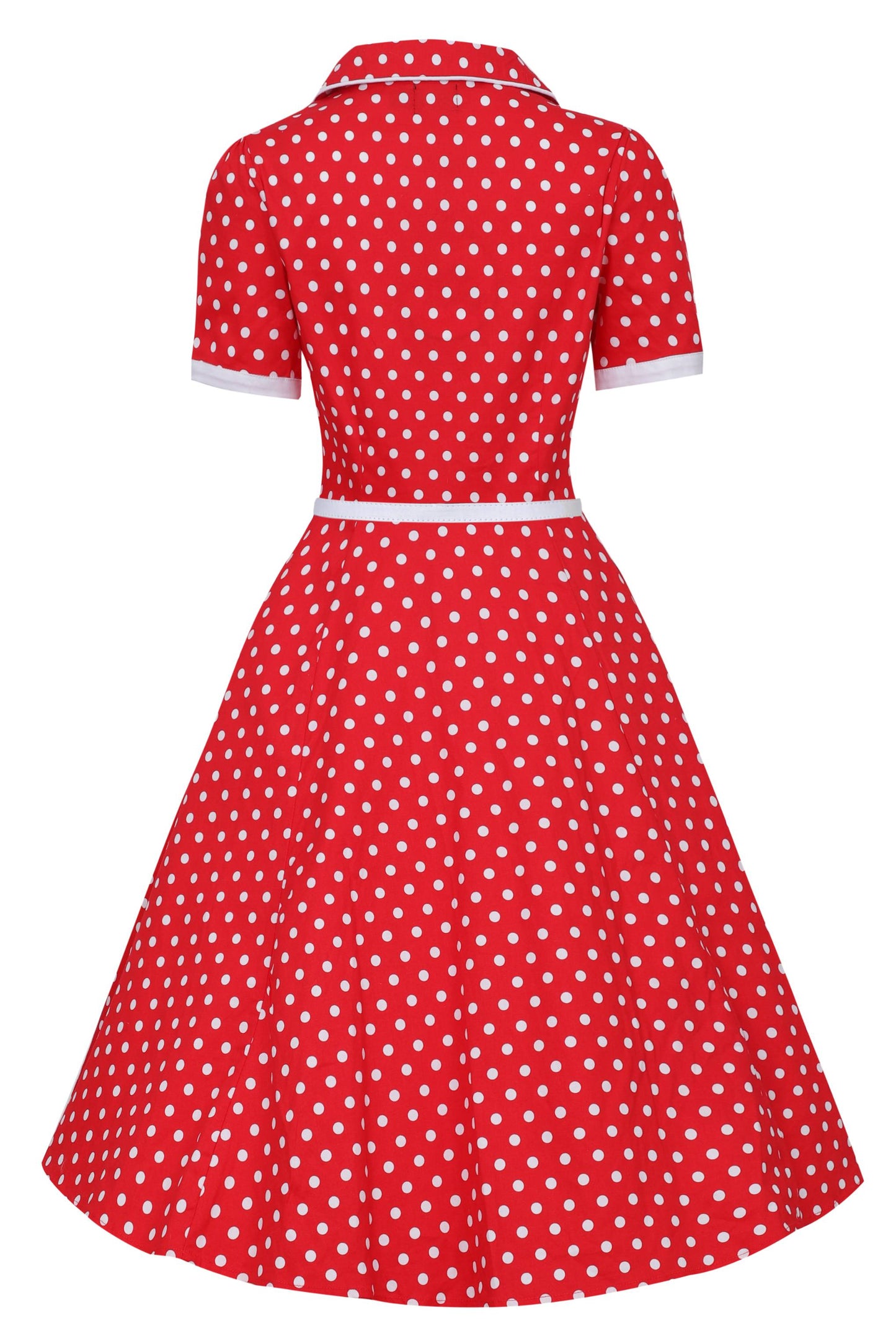 Penelope Pin Up Style Shirt Dress In Classic Red & White Polka Dots