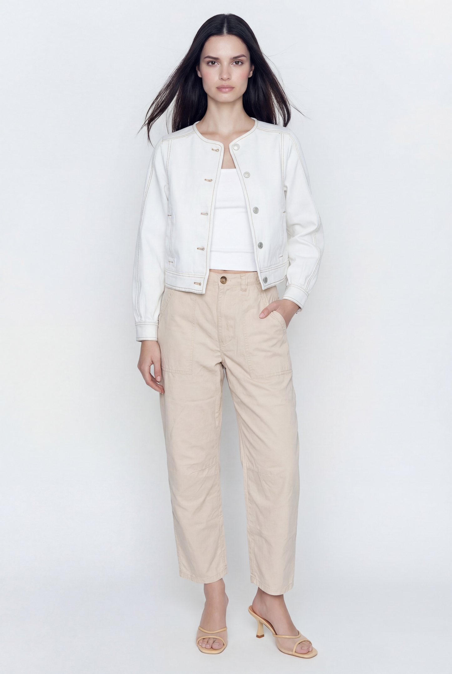 Callie Collarless Denim Jacket