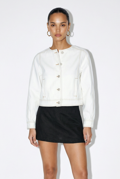 Callie Collarless Denim Jacket