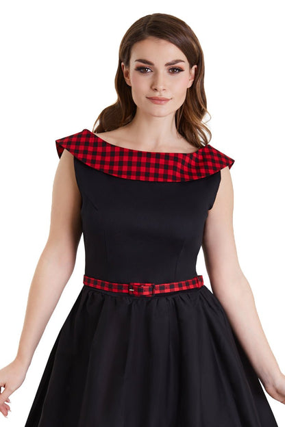 Cindy Retro Dress in Black and Red Checkered