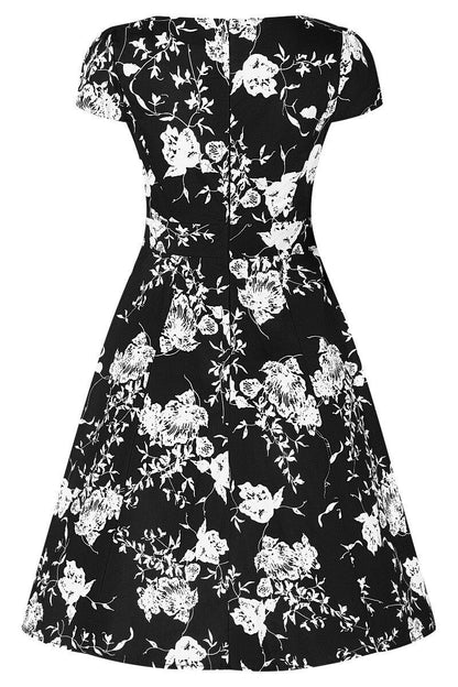 Claudia Monochrome Floral Swing Dress