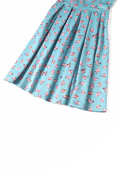 Amanda Sundae Blue Flared Dress
