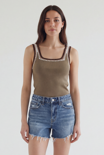 Colette Tri Color Trim Tank