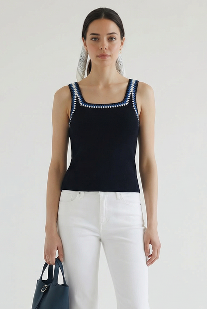 Colette Tri Color Trim Tank