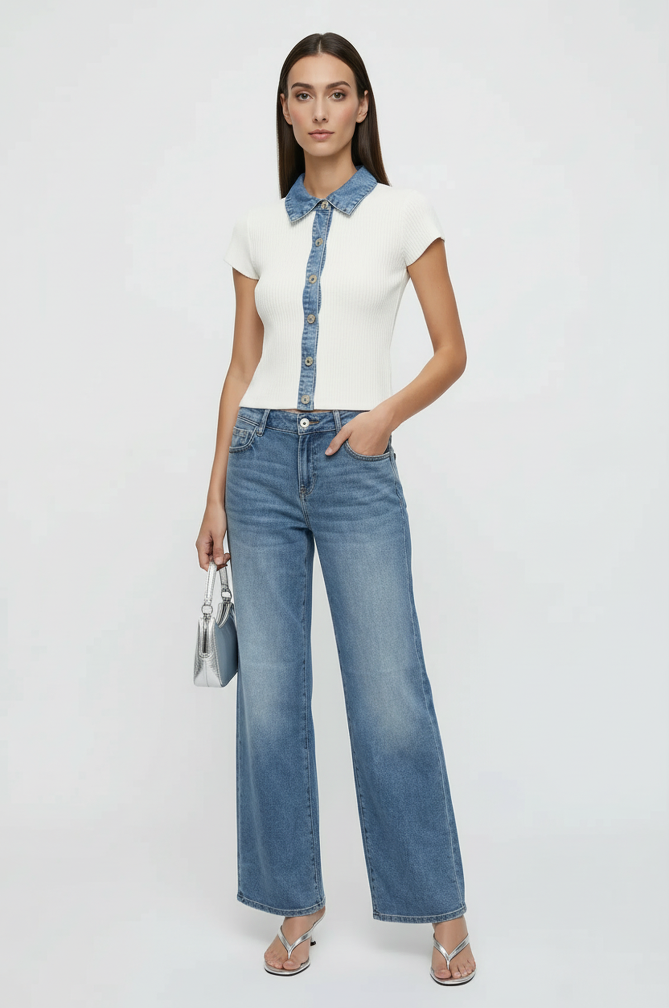 Elodie Denim Contrast Sweater