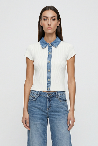 Elodie Denim Contrast Sweater