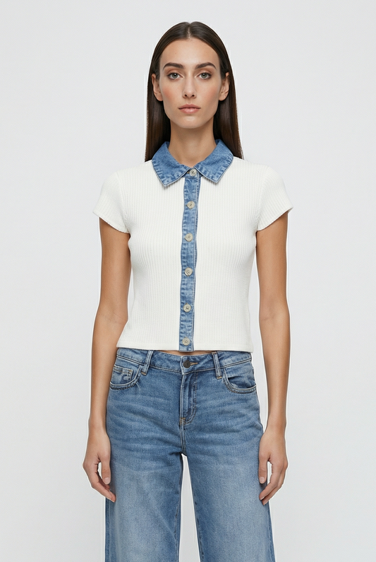 Elodie Denim Contrast Sweater