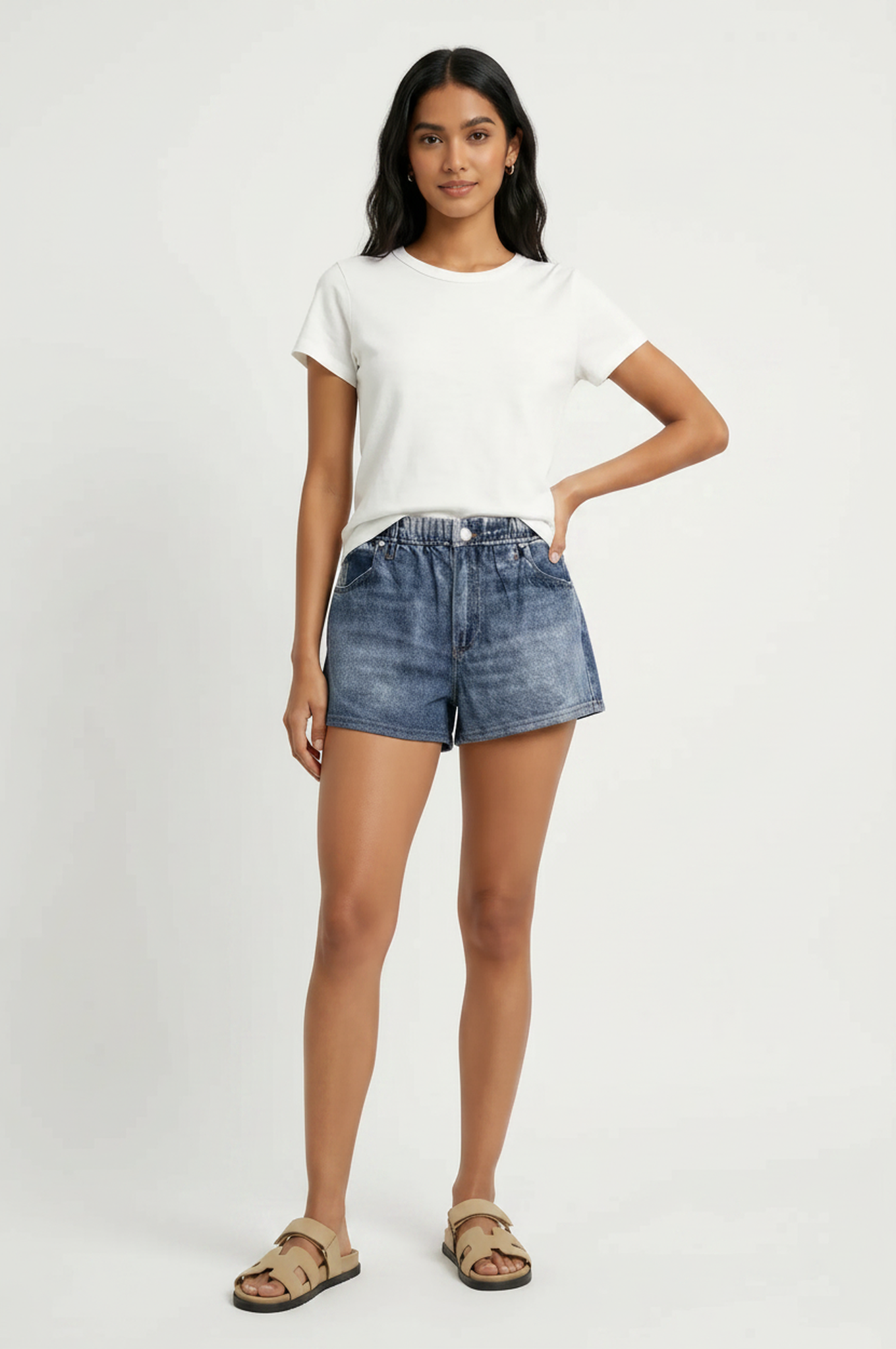 Encino Printed Denim Short
