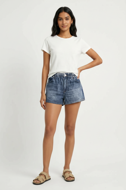 Encino Printed Denim Short