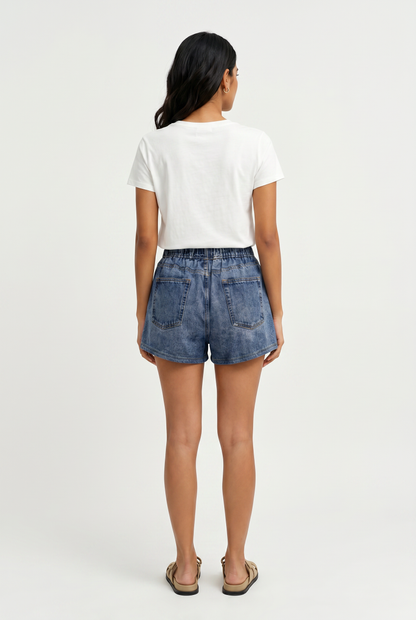 Encino Printed Denim Short