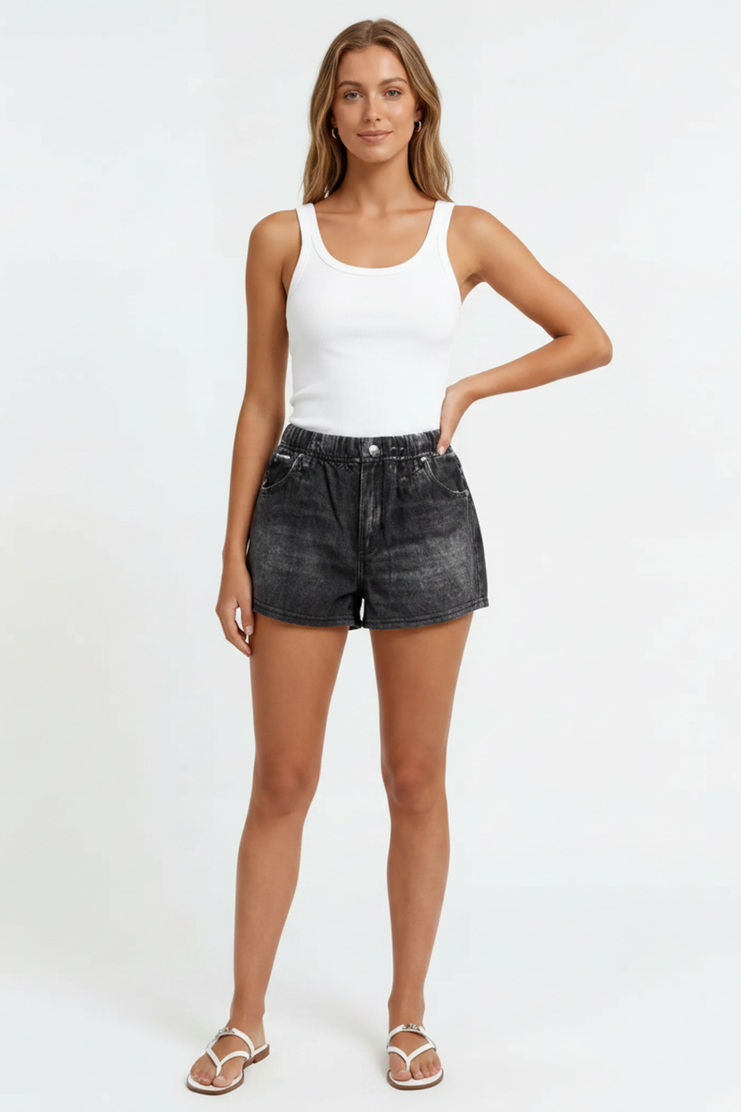 Encino Printed Denim Short