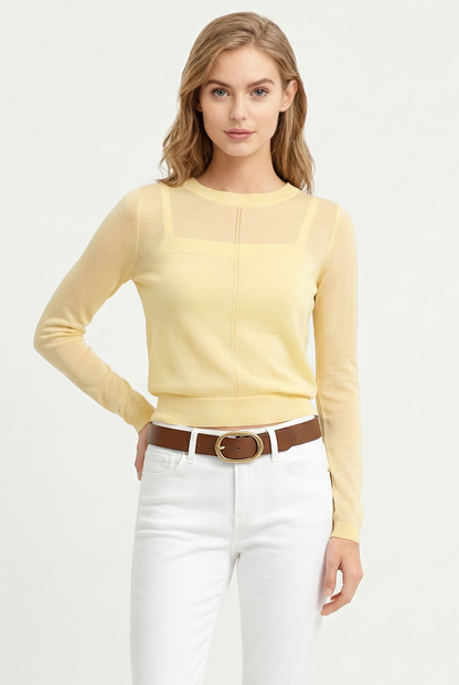 Farrah Sheer Crew Neck Sweater