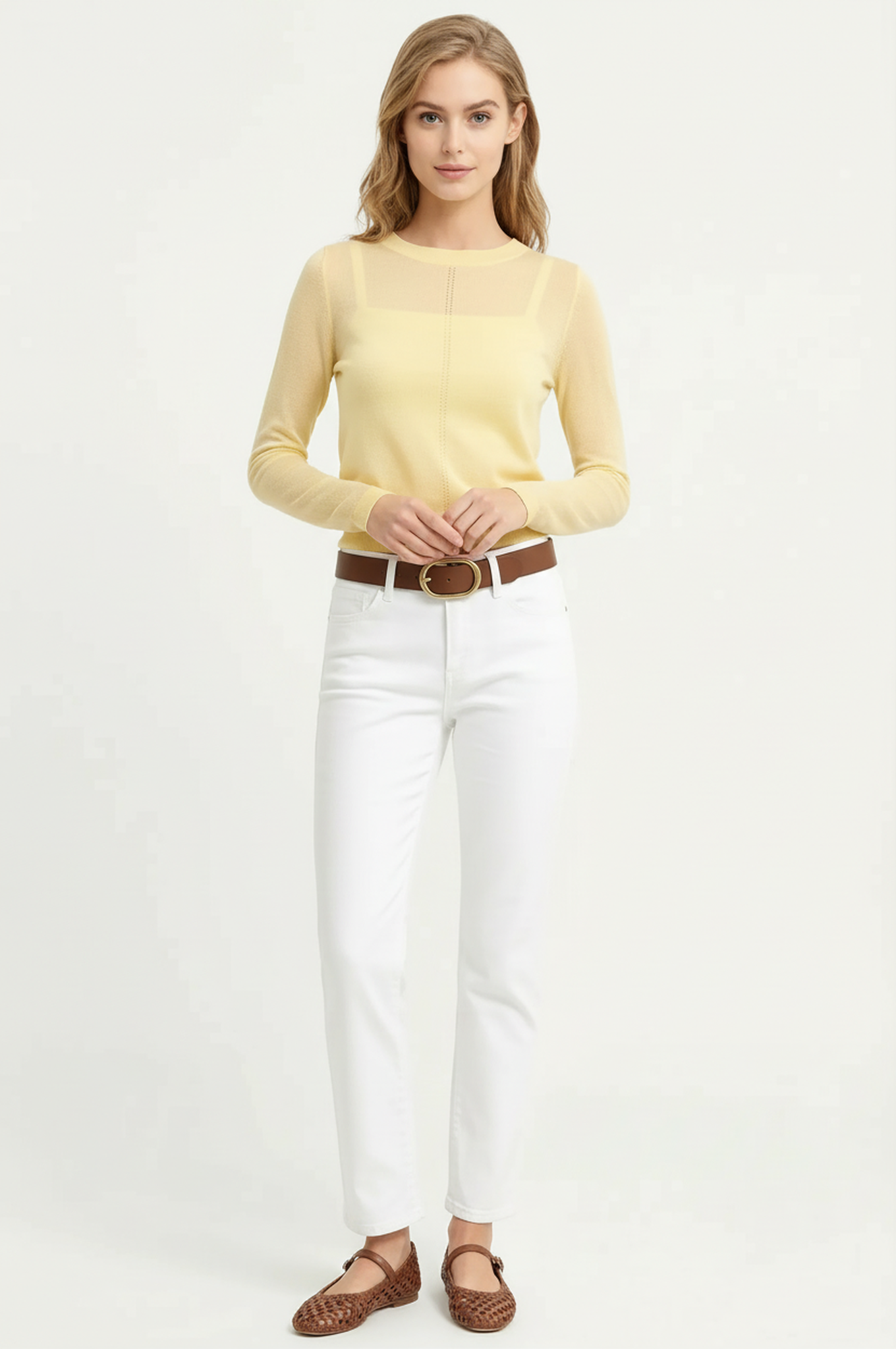 Farrah Sheer Crew Neck Sweater