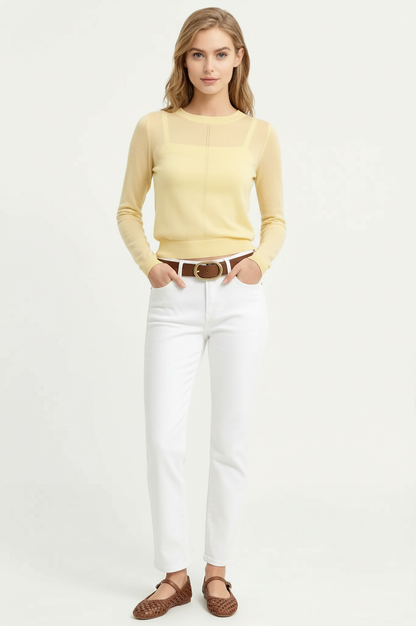 Farrah Sheer Crew Neck Sweater