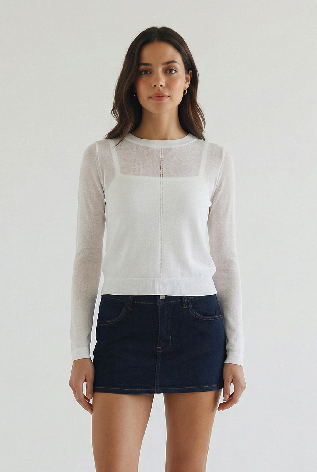 Farrah Sheer Crew Neck Sweater