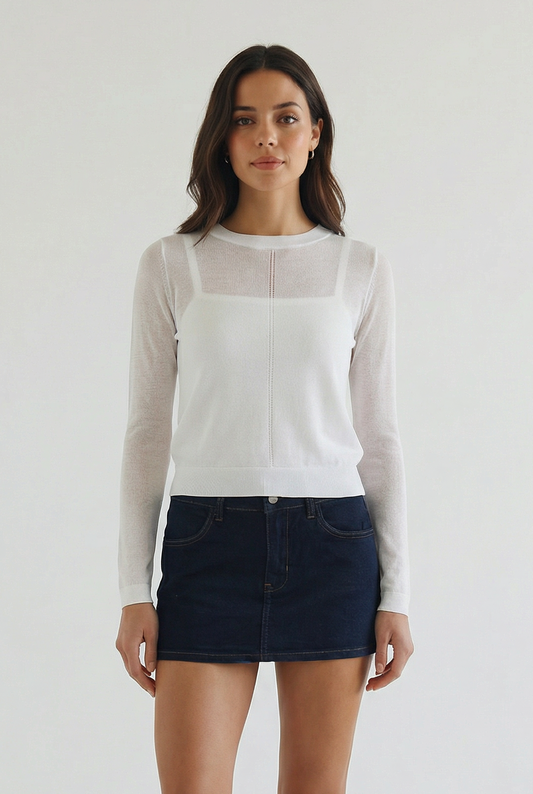 Farrah Sheer Crew Neck Sweater