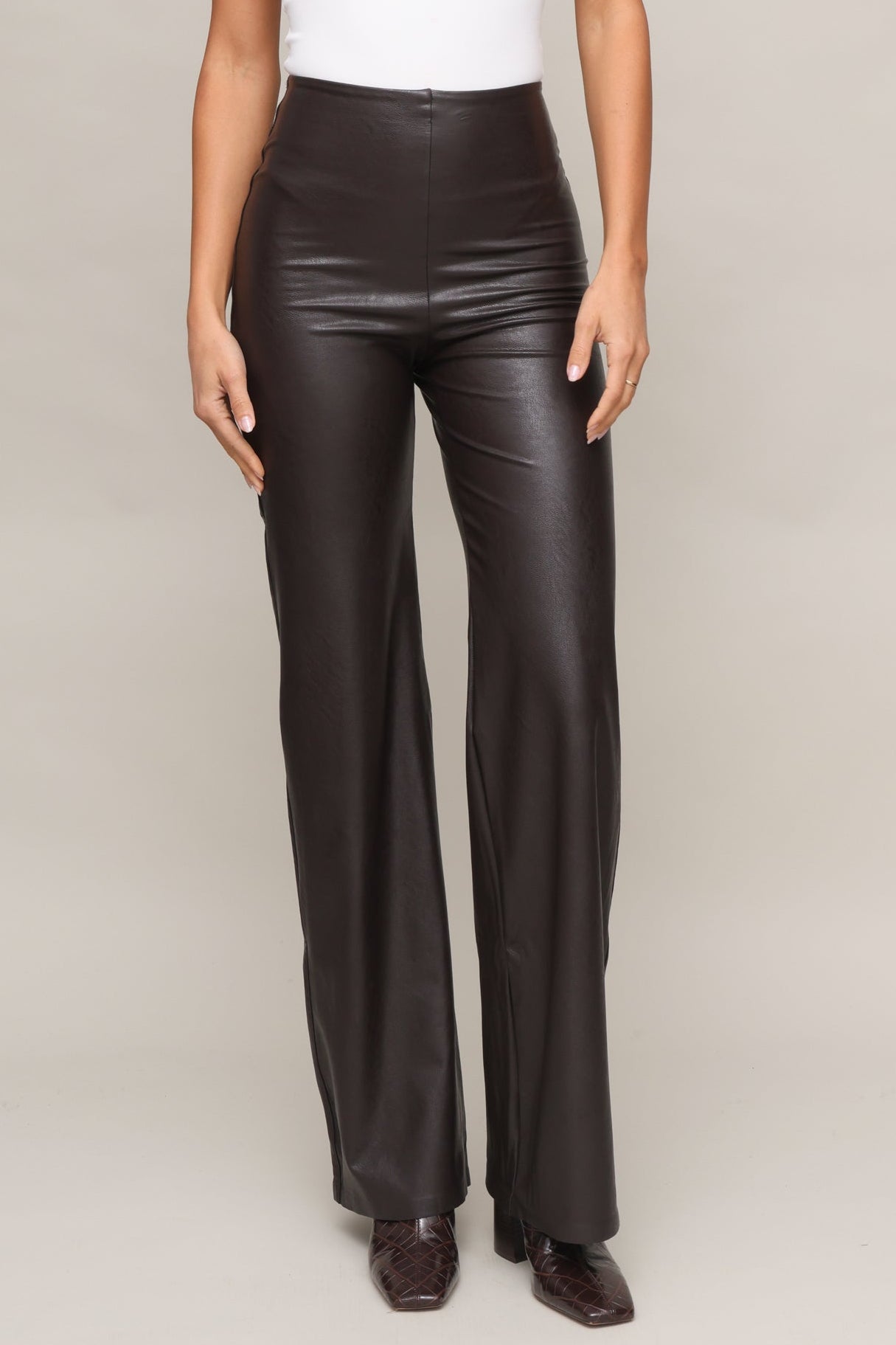 Faux Leather Wide Leg Pant