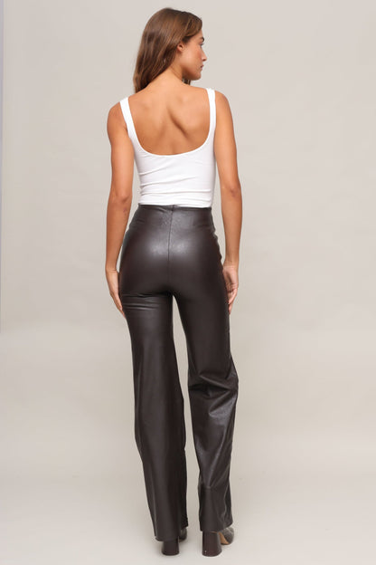 Faux Leather Wide Leg Pant