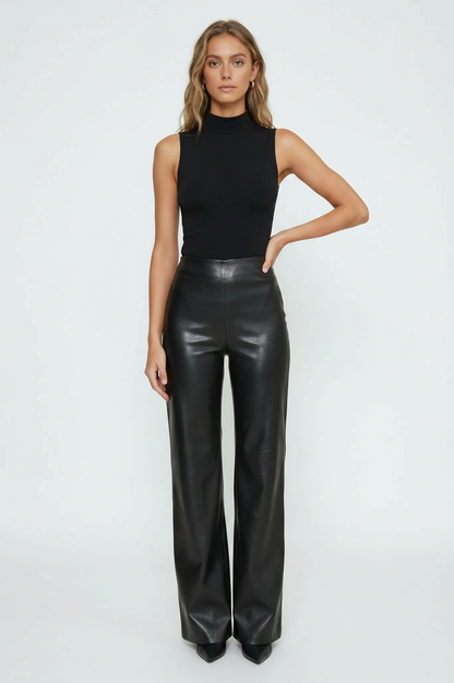 Faux Leather Wide Leg Pant