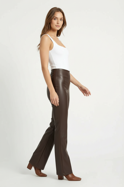 Faux Leather Wide Leg Pant