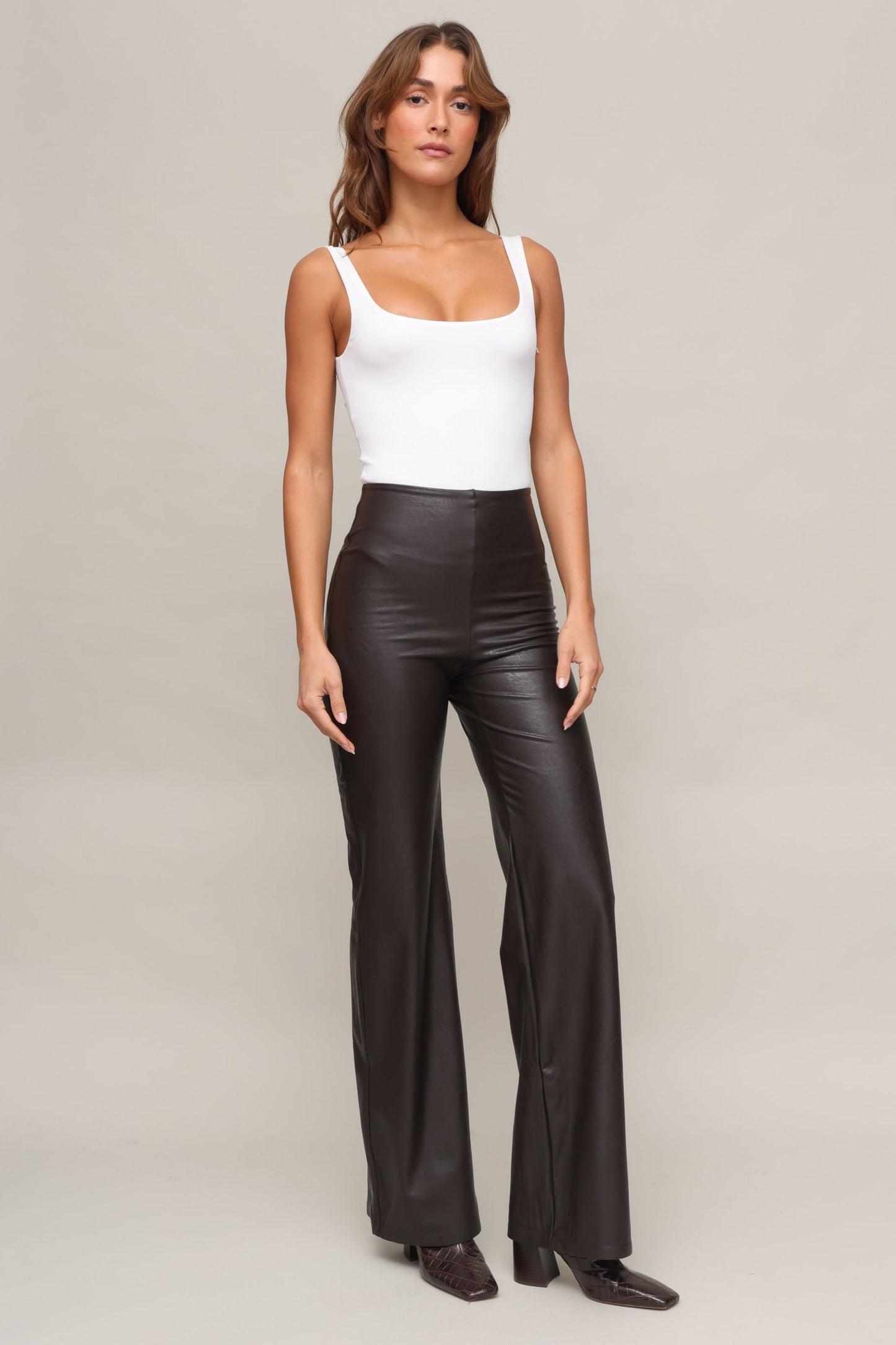 Faux Leather Wide Leg Pant