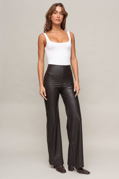 Faux Leather Wide Leg Pant